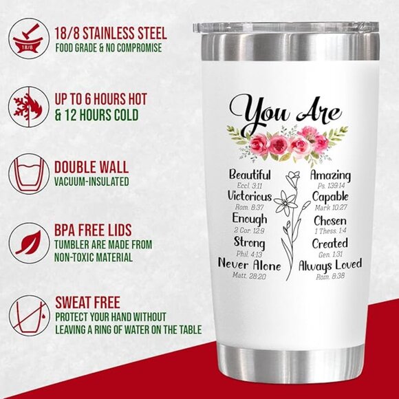 NWT You Are Bible Verse 20 Oz Stainless Steel Tumbler - Picture 1 of 5